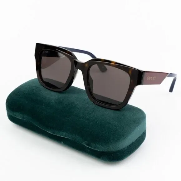 NEW Gucci GG1670SK 002 Havana Blue Grey Unisex Square Sunglasses GG 1670SK